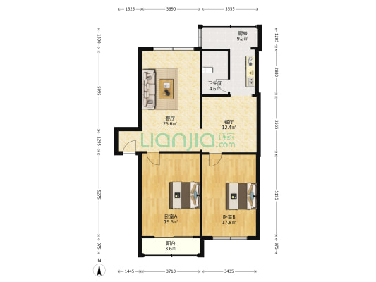 花园里(津南) 2室2厅1卫 115平方