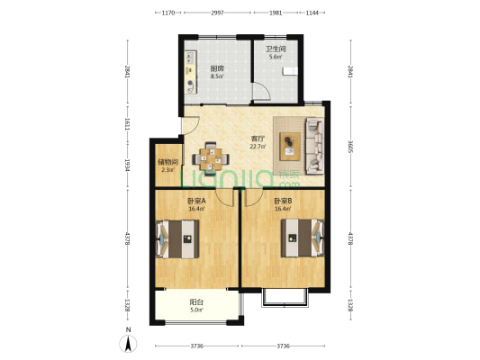 台角新村西区 2室1厅1卫 95平方