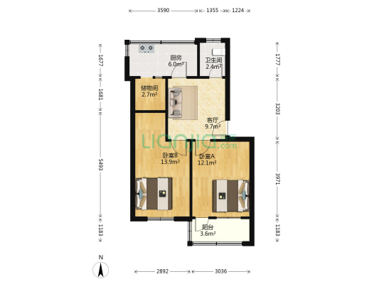 陇中南巷8号 2室1厅1卫 57平方