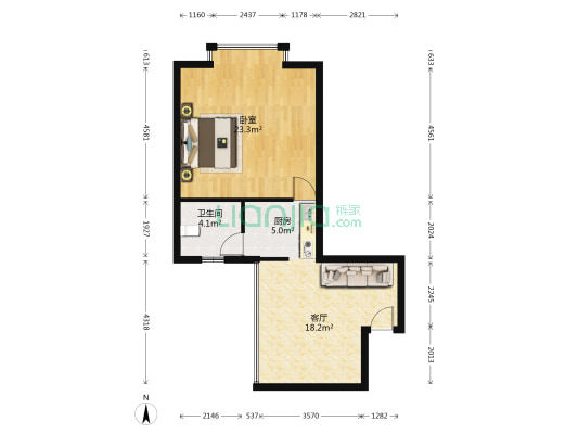 粤港花园 1室1厅1卫 63平方