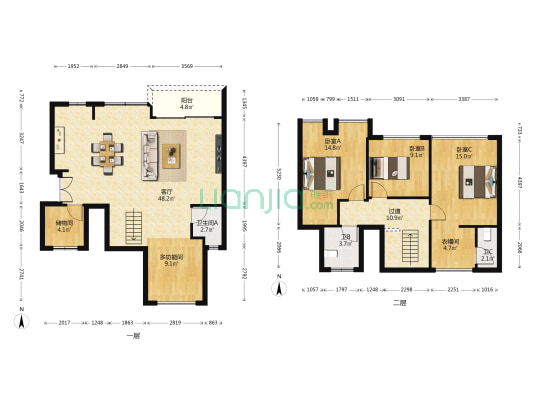 金科美的原上B组团 4室1厅3卫 133平方
