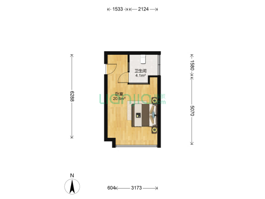 嘉盛银座 1室0厅1卫 37平方