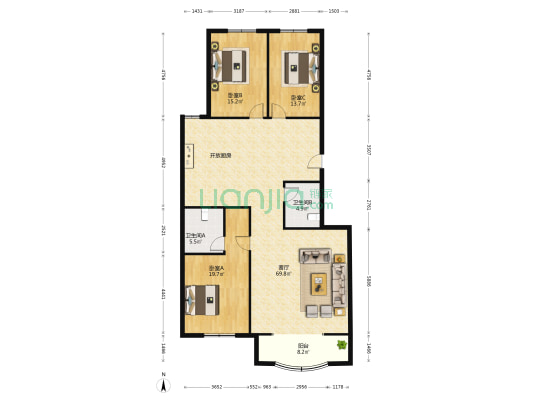 39中南山豪庭 3室1厅2卫 177平方