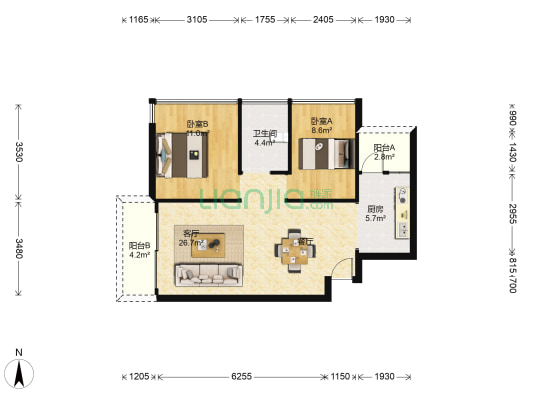中珠上品 2室1厅1卫 73平方
