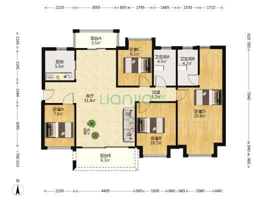 碧桂园春城映象名苑 4室1厅2卫 140平方