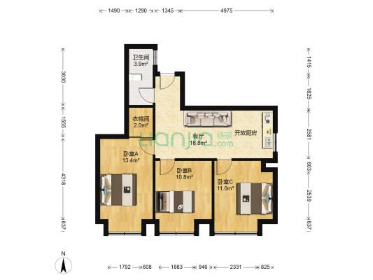 渊声巷 3室1厅1卫 79平方