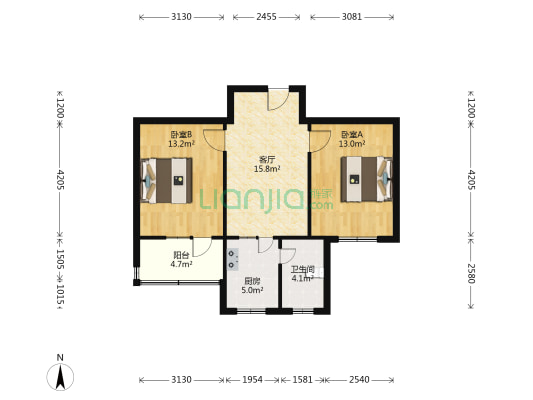 市交通局宿舍 2室1厅1卫 51平方