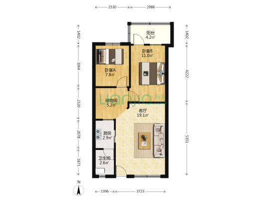 昌乐居 2室1厅1卫 64平方