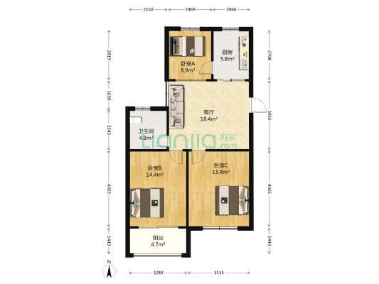 富华东村 3室1厅1卫 137平方