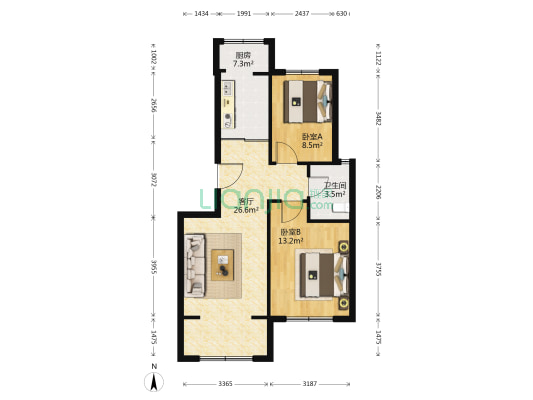 金城帝景 2室1厅1卫 82平方