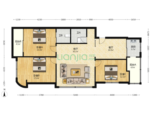 西四路 3室2厅2卫 138平方