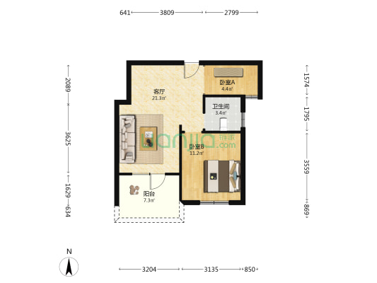 和安居 2室1厅1卫 56平方