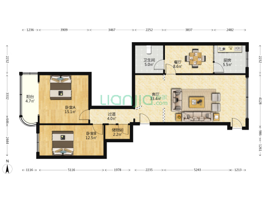 清安街72号 2室2厅1卫 107平方