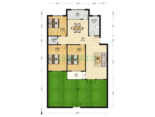 外贸沿溪路基地包装楼 3室1厅2卫 127平方