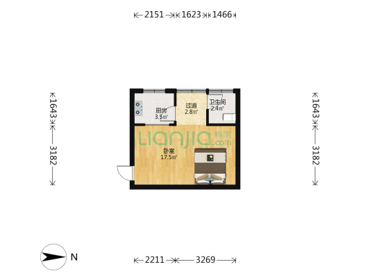 阳光公馆 1室0厅1卫 33平方