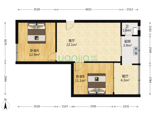 碚峡路临界街上 二室 精装修 价格可以议-户型图