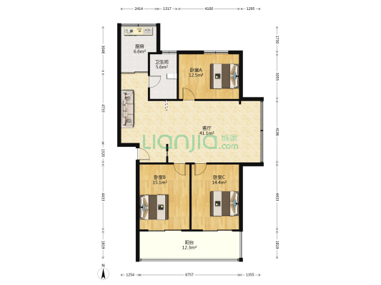 甘露苑 3室1厅1卫 130平方