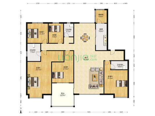 白鹭湾花园东区 5室1厅3卫 270平方