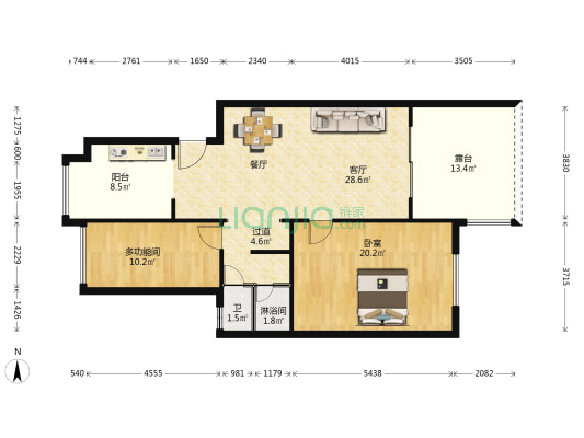 滇池卫城紫屿 2室1厅2卫 89平方