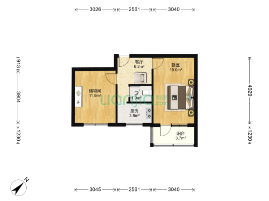高家园二区 1室1厅1卫 55平方