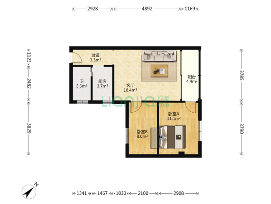 芳村大道东 2室1厅1卫 65平方