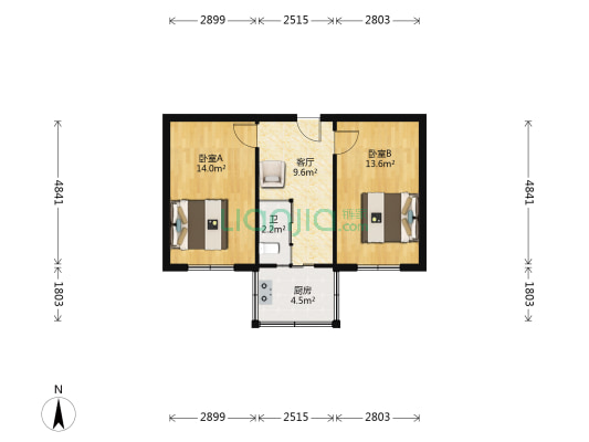 延安里社区 2室1厅1卫 57平方