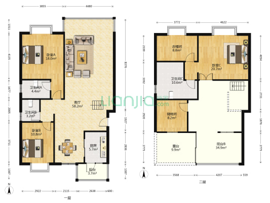 龙隐山庄 3室1厅3卫 212平方