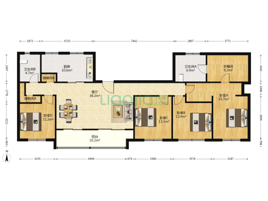合著花园一区 4室1厅2卫 189平方