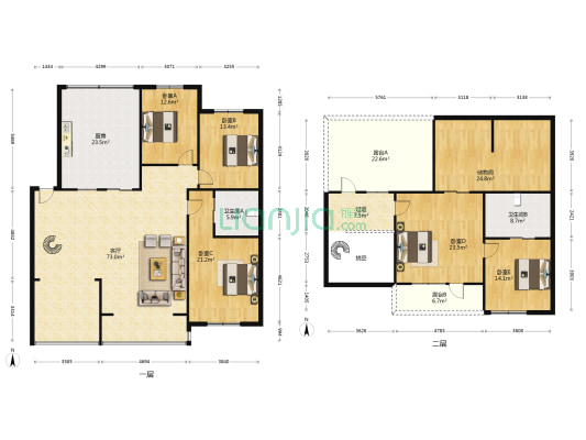 金宝花园二期 5室1厅2卫 229平方