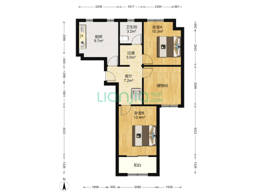 天汇佳园 2室1厅1卫 84平方