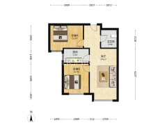 14号楼 视野开阔大2居 精装修 楼层不高 看房方便-涿州高铁新干线户型图