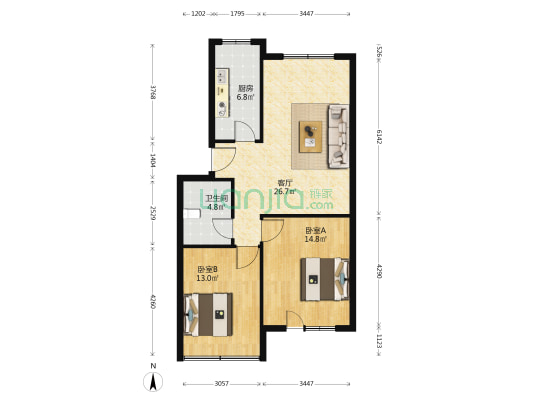 杉林家园 2室1厅1卫 81平方