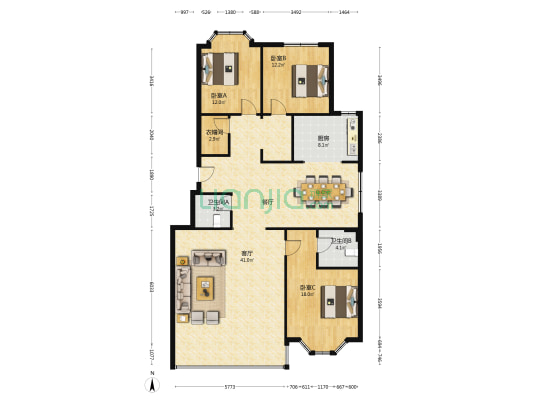 錦東世纪新村 3室2厅2卫 160平方