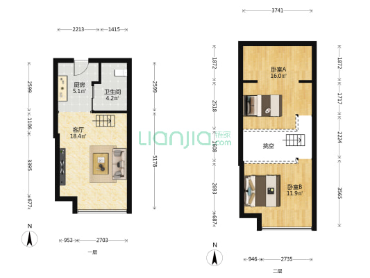 海伦广场 2室1厅1卫 55平方