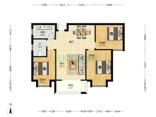 驰恒之春 3室1厅1卫 102平方