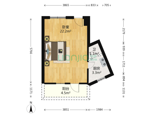 珠殿苑 1室0厅1卫 37平方