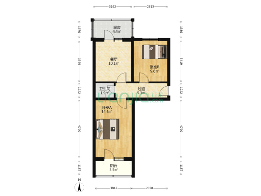 物资局家属楼 2室1厅1卫 70平方