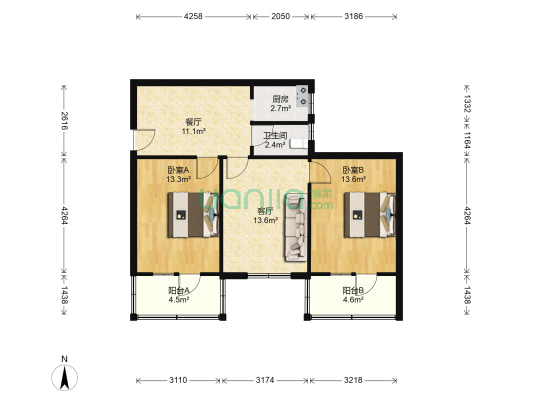 松月村 2室2厅1卫 79平方