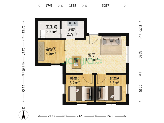 带河路 2室1厅1卫 42平方