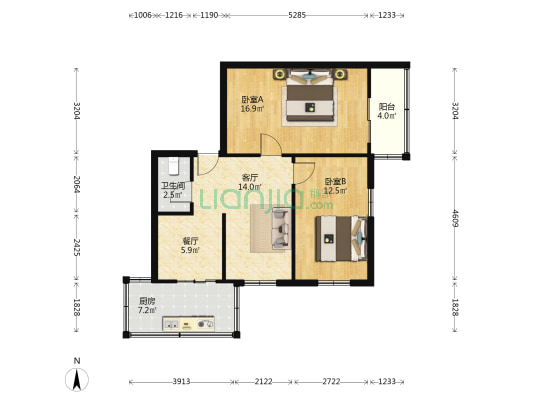 经委家属院 2室2厅1卫 71平方