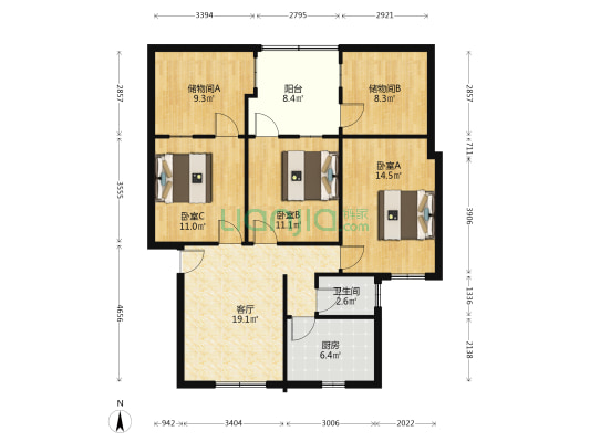市直机关三多路11号宿舍区 3室1厅1卫 86平方