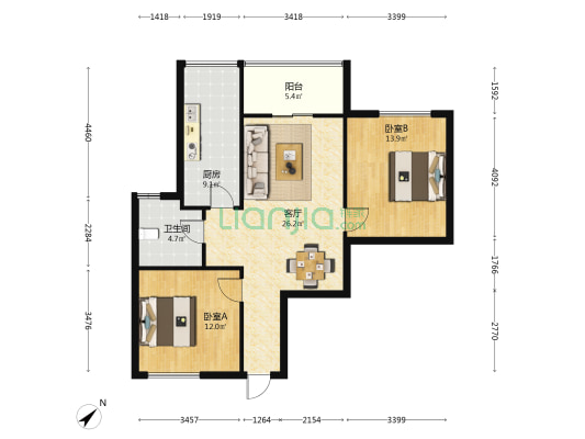园亭山小区 2室1厅1卫 83平方