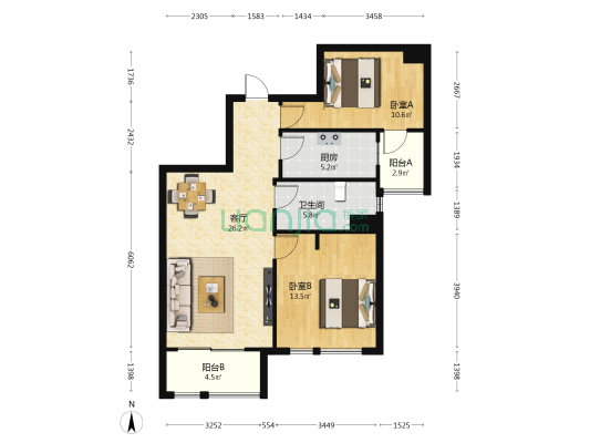 提香公寓 2室1厅1卫 89平方
