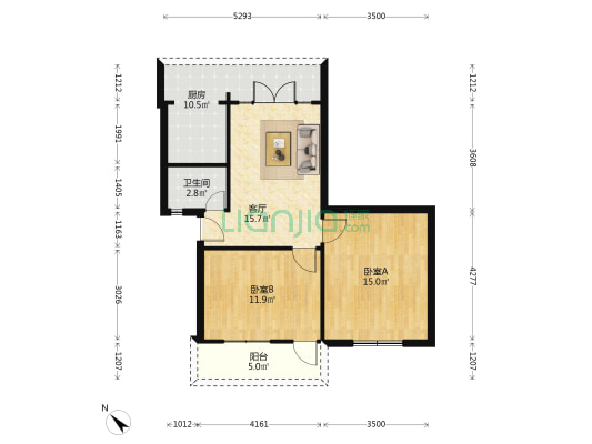 灵犀花园 2室1厅1卫 67平方