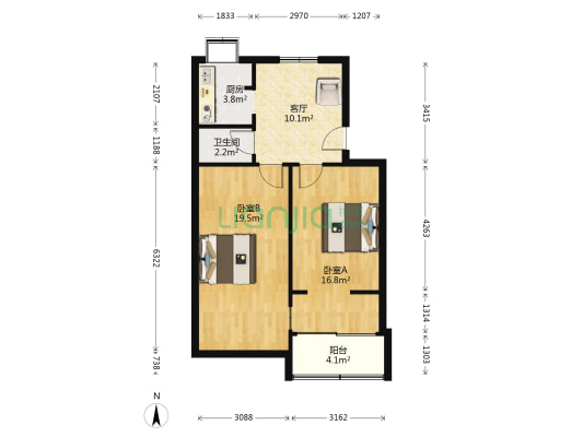 乐居 2室1厅1卫 71平方