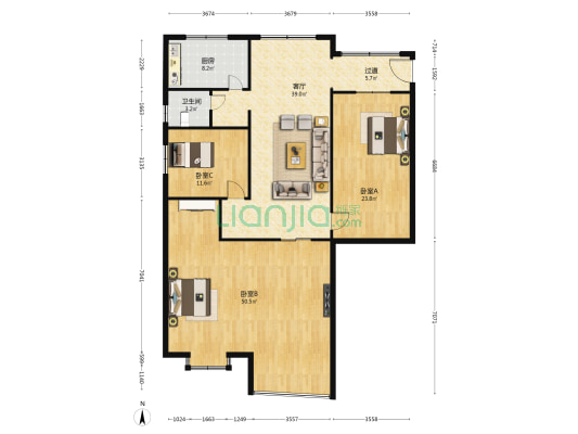 永恒大厦 3室1厅1卫 180平方