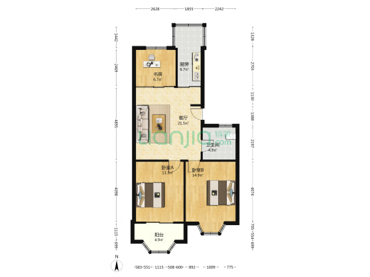 曙光路农贸市场商住楼 3室1厅1卫 89平方