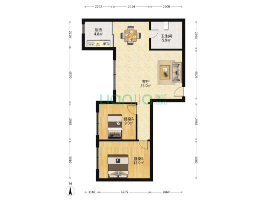 福临小区 2室1厅1卫 96平方