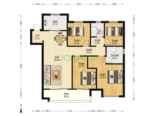 绿都·青云叙 4室1厅2卫 124平方