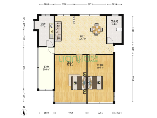 中山路12号 2室1厅1卫 97平方